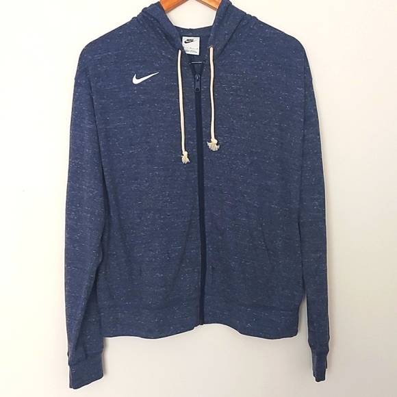 NWT Nike Gym Vintage Full Zip Light Weight Hoodie Navy Space Dyed Size Medium - Picture 2 of 8